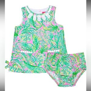 Lilly Pulitzer Mandevilla Baby Shift Dress in Pink and Green